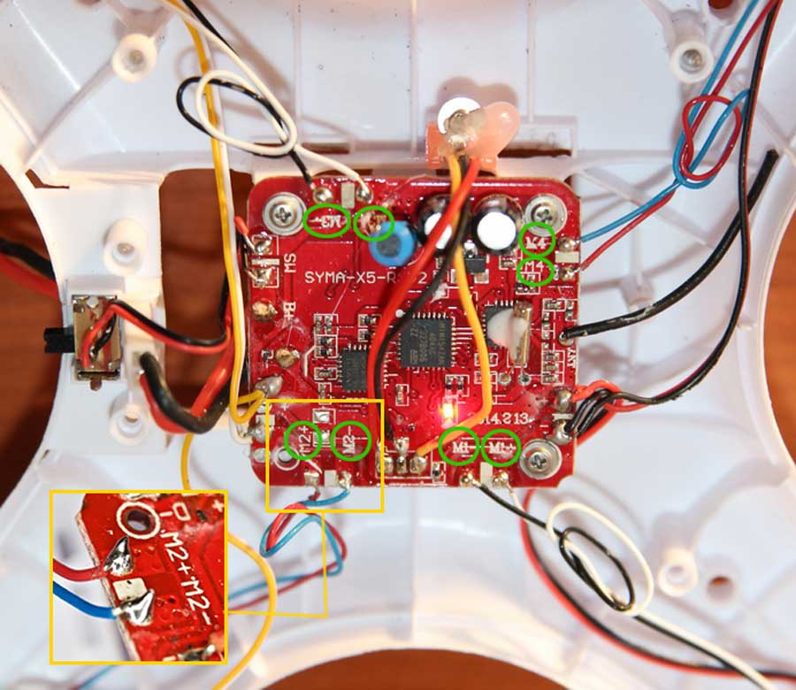 Syma-X5C-motor-wires-replace-Main-Board-repairs-how-to Syma-X5C-motor-wires-replace-Main-Board-repairs-how-to