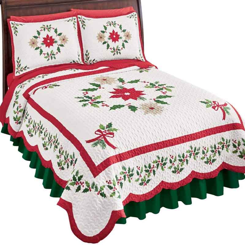 best-christmas-quits-Collections-Etc-Christmas-Evergreen-Garland-Quilt-with-Red-and-White-Poinsettias-review