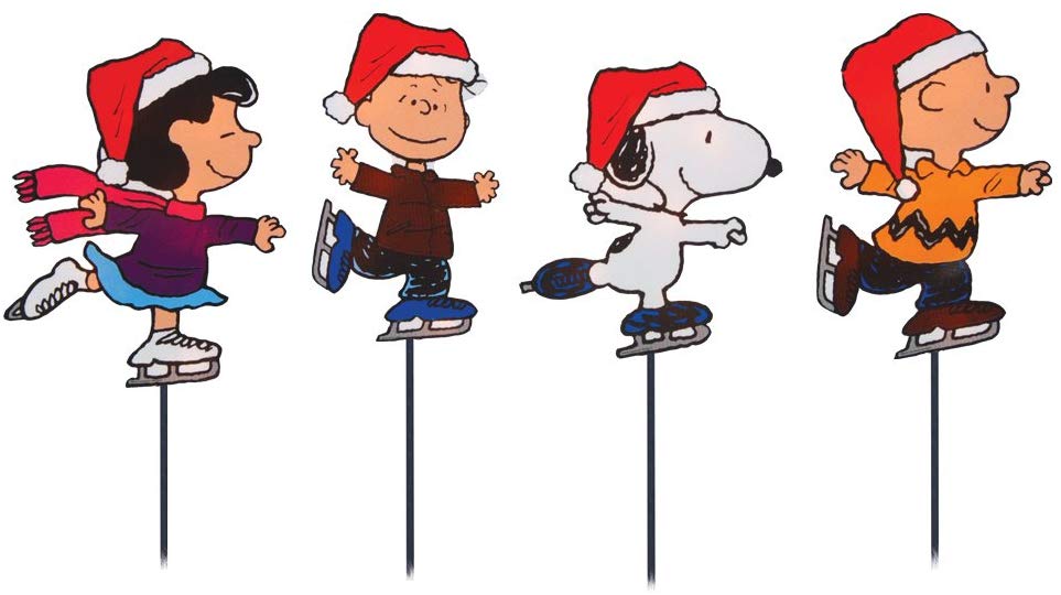 Pre-Lit Peanuts Skating Christmas Pathway Markers