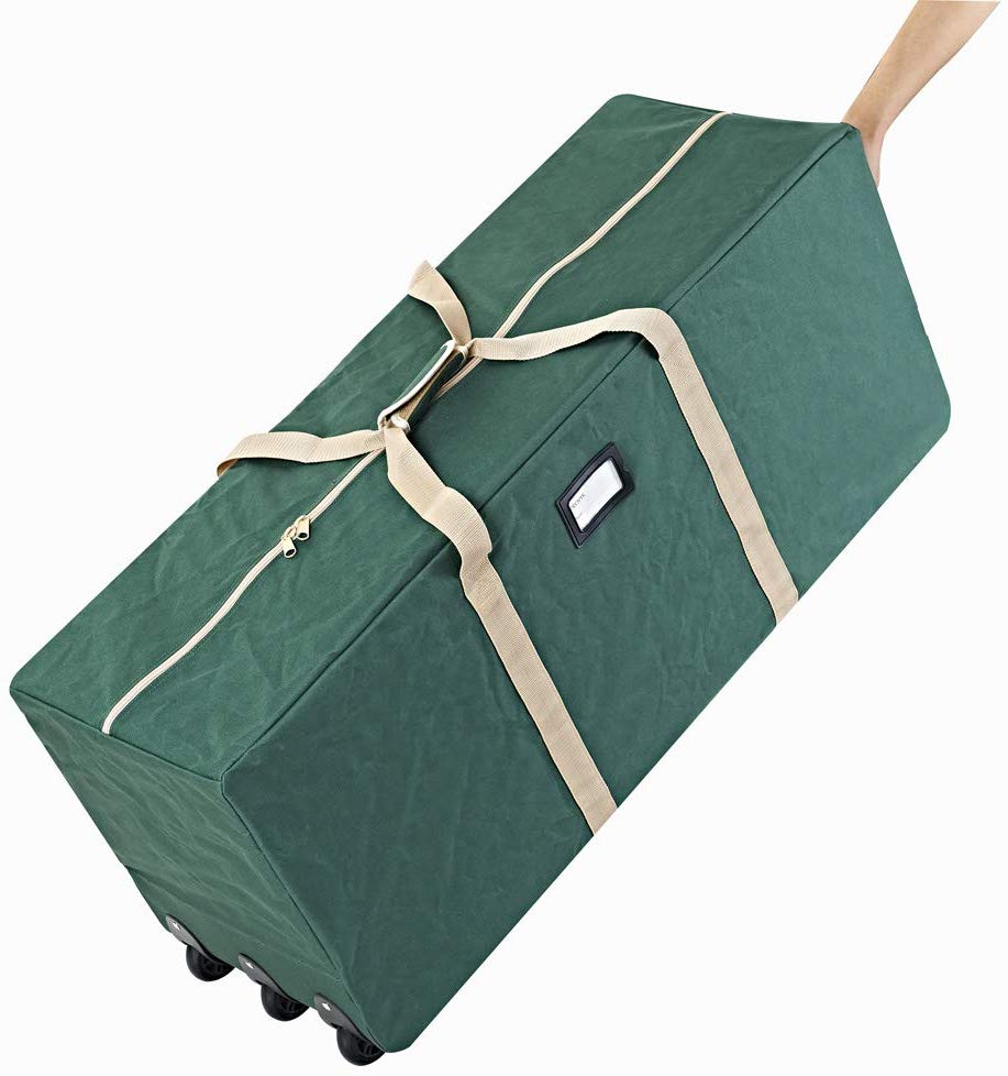 Green Tall Disassembled Holiday Tree ProPik Xmas Rolling Tree Storage Bag Extra Large Heavy Duty Storage Container with Wheels 25 X 20 X 60 Fits Up to 9 ft Front and Side Handles Attached