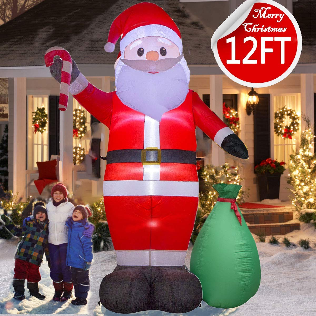 12 Foot Christmas Inflatables Self-Inflating Santa