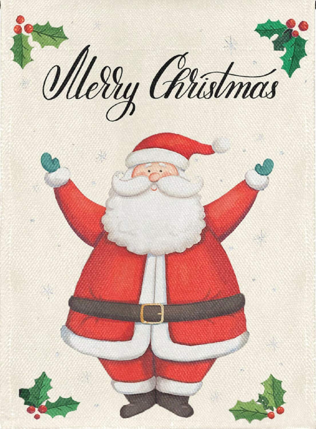 Merry Christmas Santa Claus Burlap Garden Flag Merry Christmas Santa Claus Burlap Garden Flag