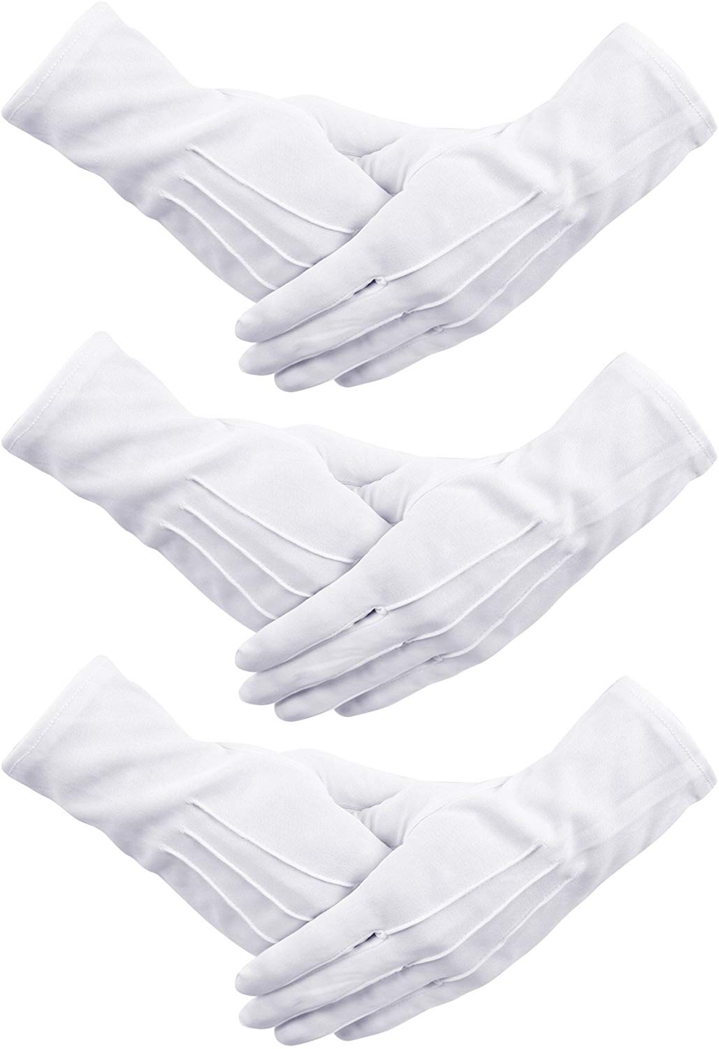 Senkary 3 Pairs White Nylon Cotton Gloves Senkary 3 Pairs White Nylon Cotton Gloves