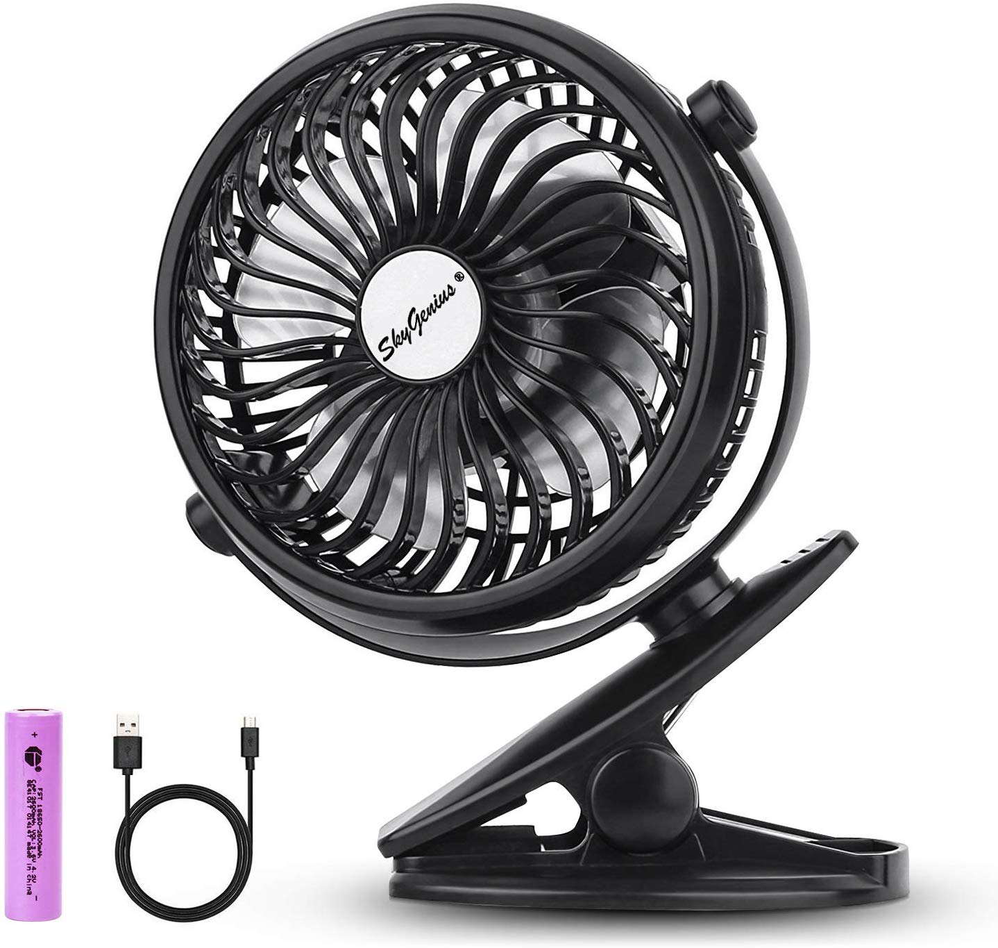 SkyGenius Battery Operated Clip on Mini Desk Fan