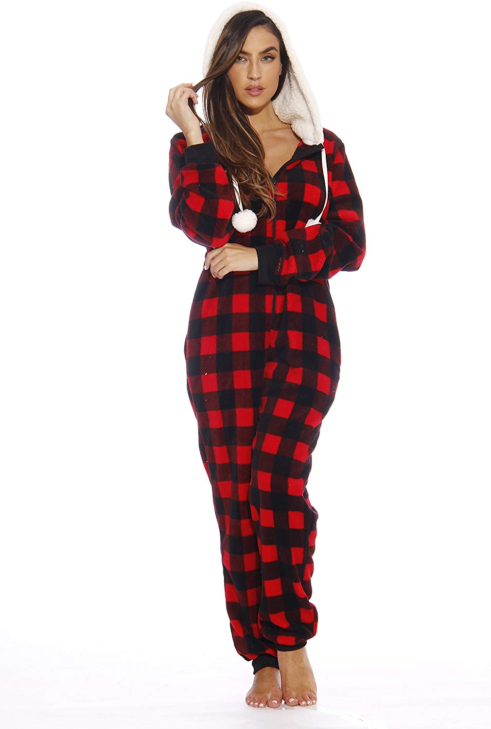 Just Love Buffalo Plaid Adult Onesie