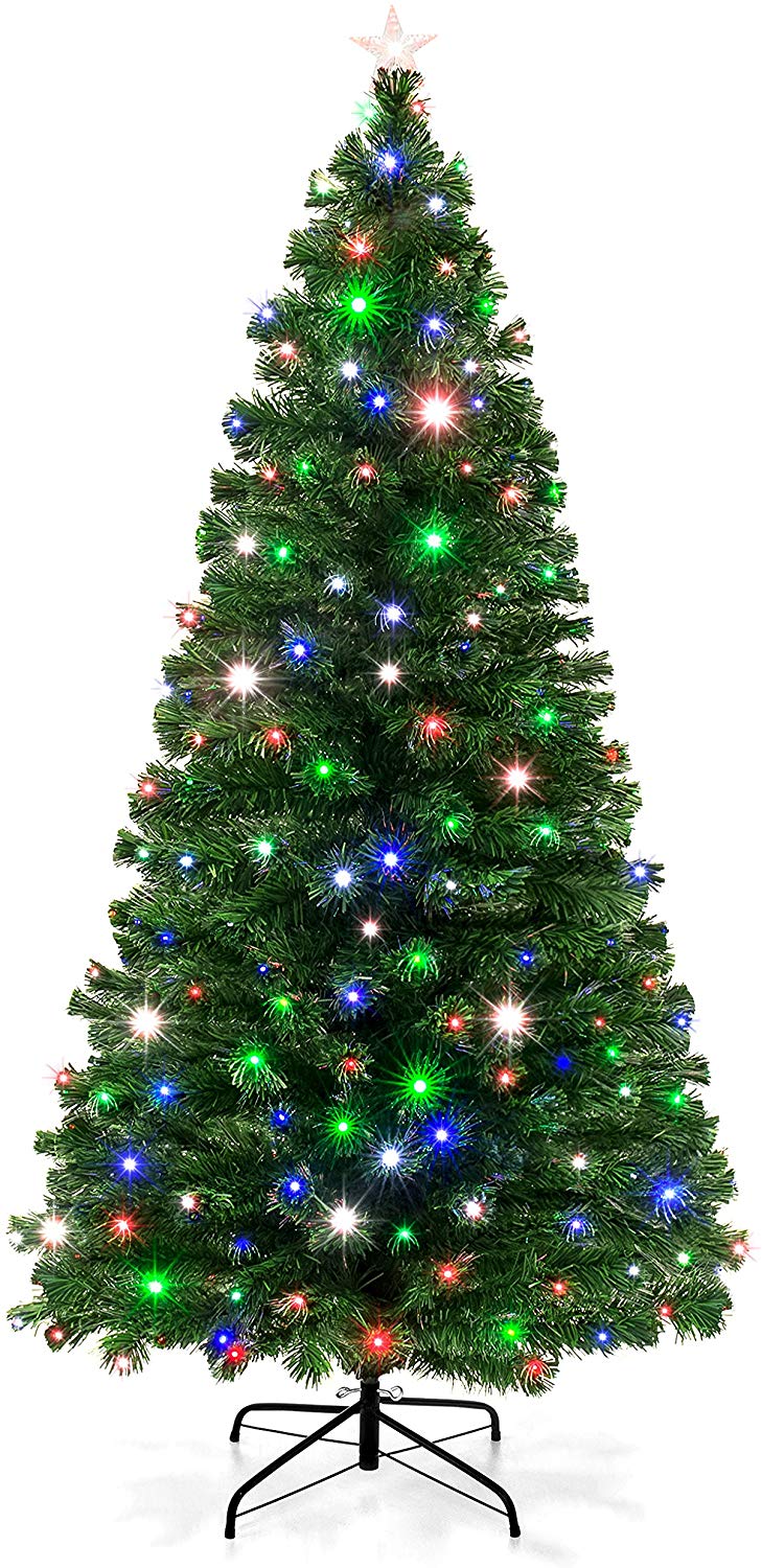 7-foot Pre-Lit Fiber Optic Artificial Christmas Pine Tree