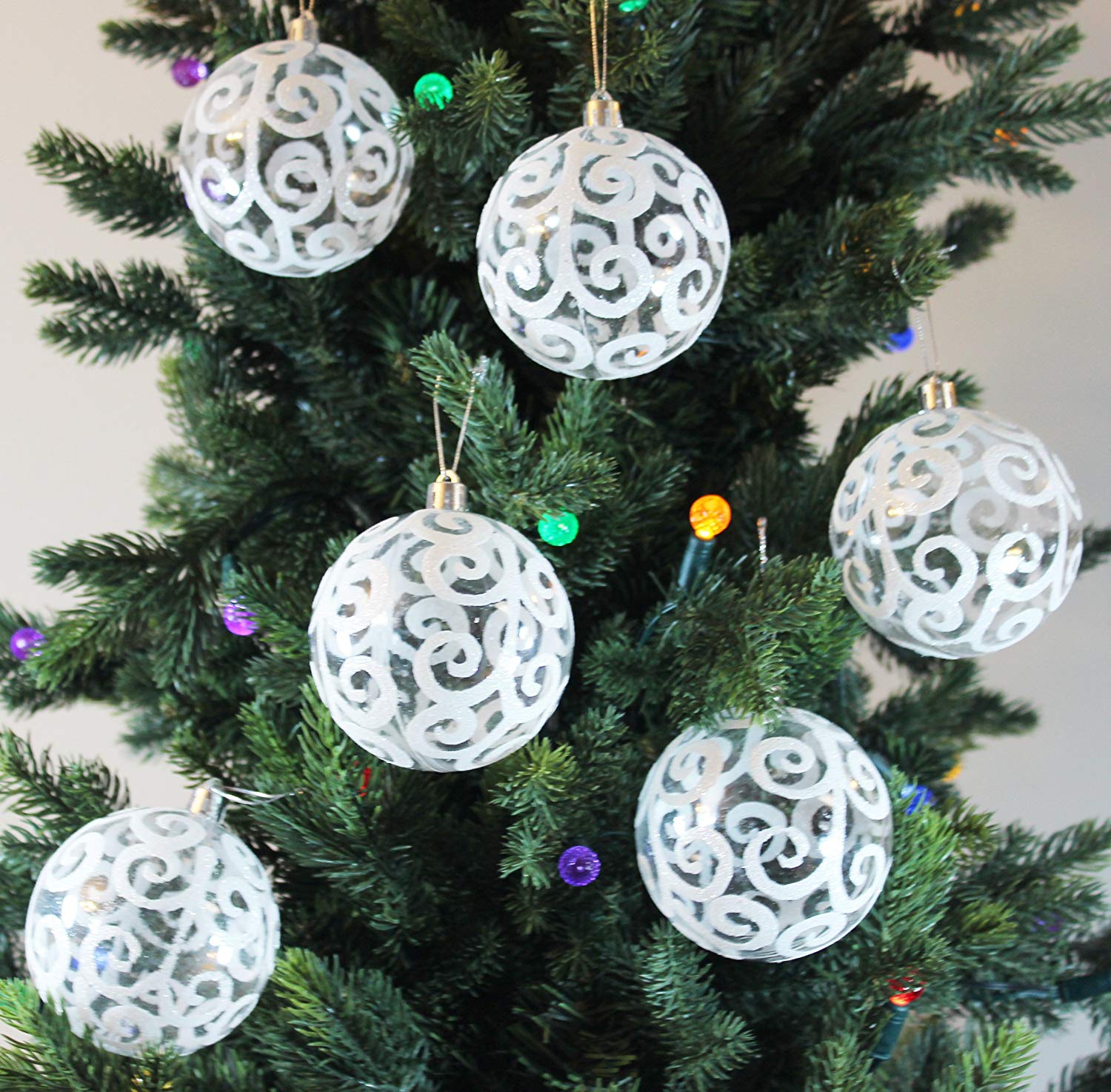 Sleetly 12pk Transparent Swirl Christmas Tree Ball