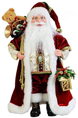 Windy Hill Collection Standing Teddy Bear and Lantern Santa Claus 
