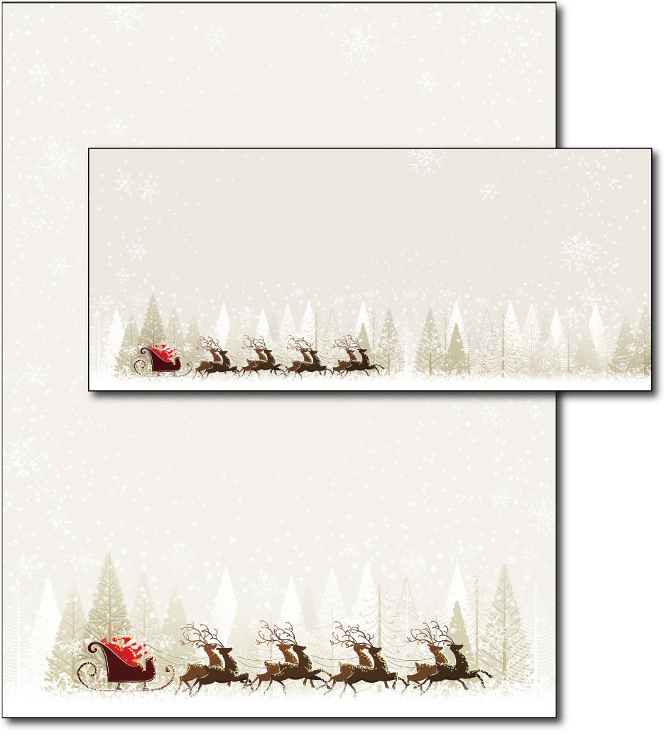 Santa & Reindeer Holiday Letterhead & Envelopes Santa & Reindeer Holiday Letterhead & Envelopes
