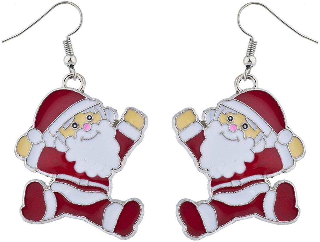 Christmas Xmas Happy Dancing Santa Drop Earrings