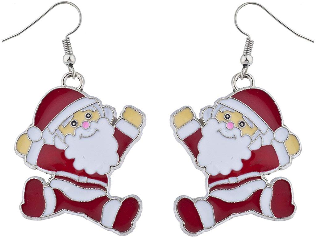 Christmas Xmas Happy Dancing Santa Drop Earrings Christmas Xmas Happy Dancing Santa Drop Earrings