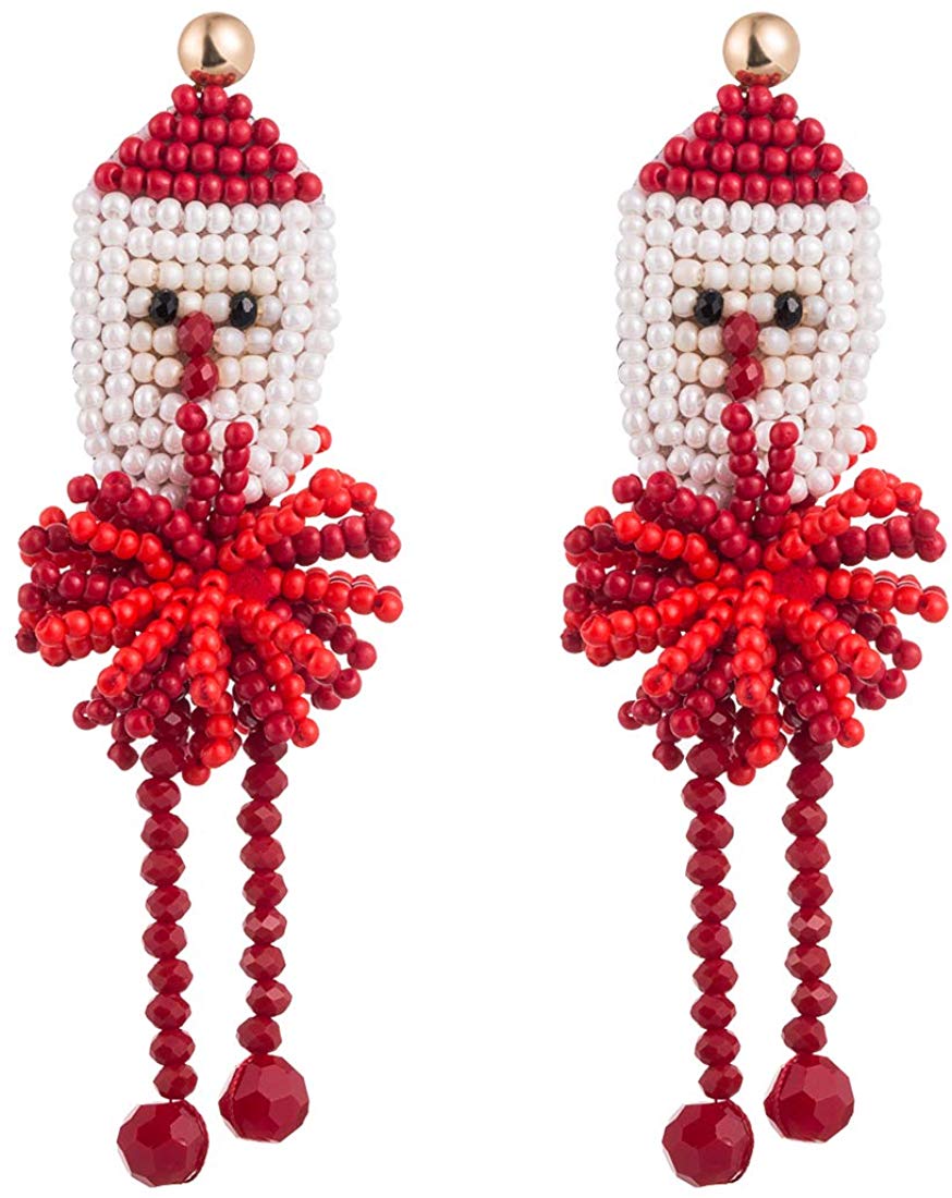 SENNI Christmas Gift Statement Beaded Santa Drop Earrings SENNI Christmas Gift Statement Beaded Santa Drop Earrings