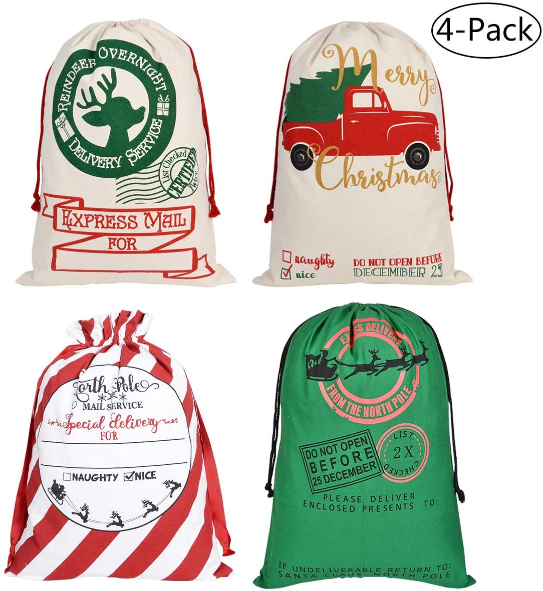 Faylapa 4 Pcs Large Santa Sacks Faylapa 4 Pcs Large Santa Sacks