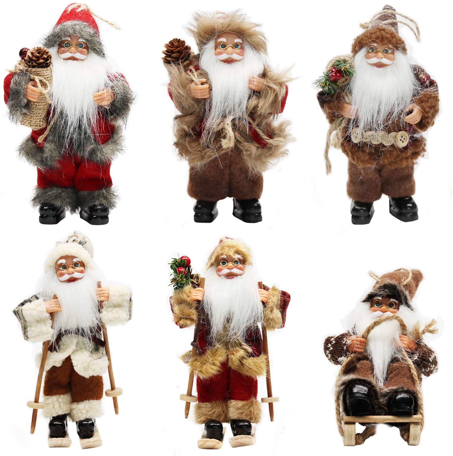 CHENGMON Ornament Santa Claus Christmas Standing Sleigh Skiing