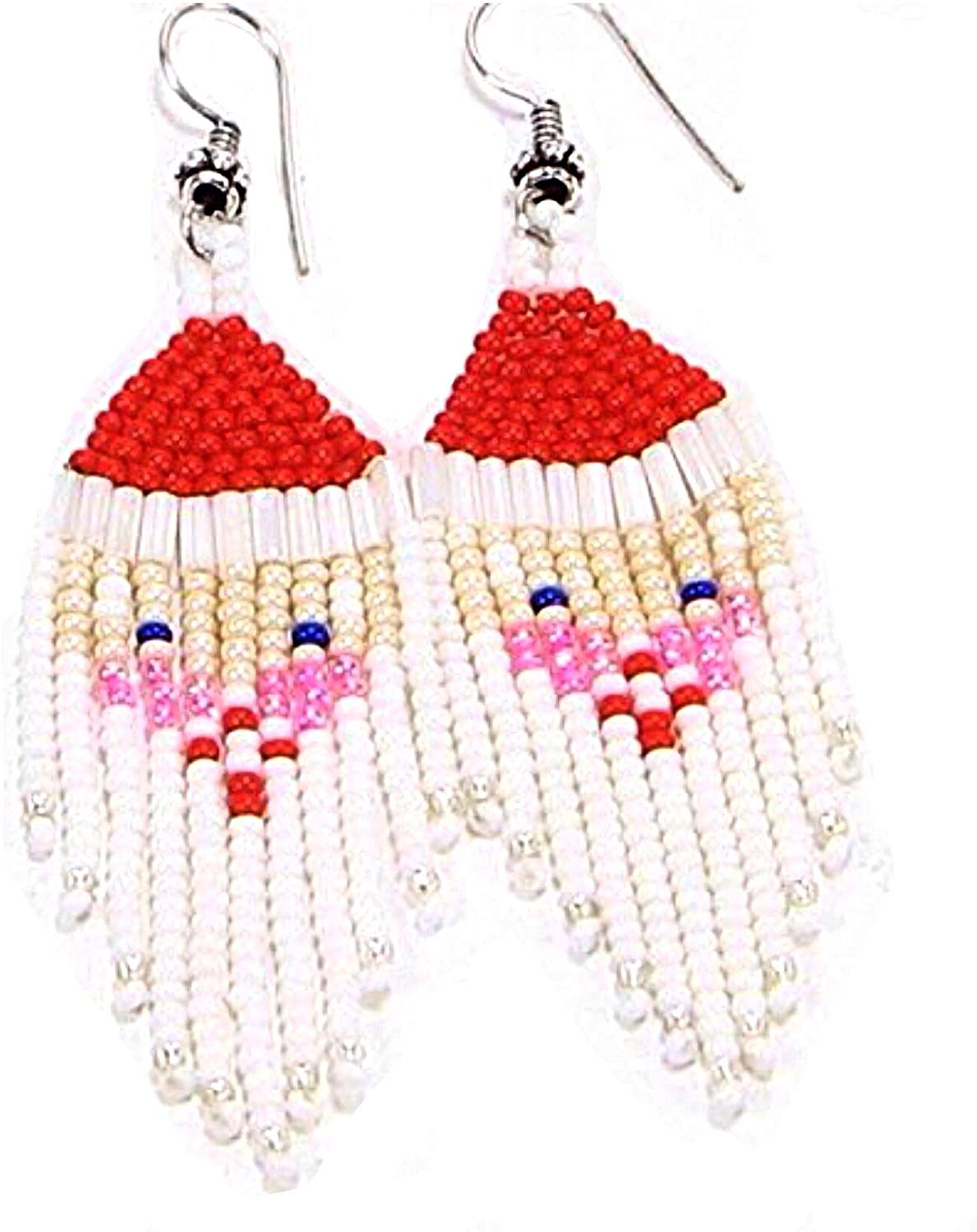 Santa Claus Christmas Hand Beaded Earrings Santa Claus Christmas Hand Beaded Earrings