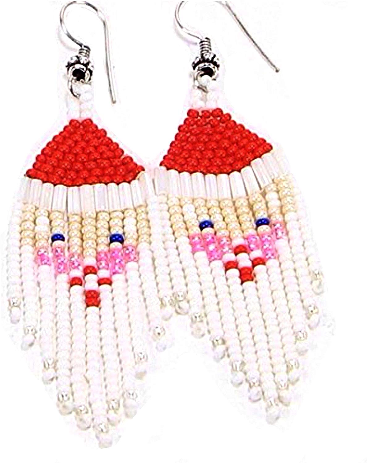 Santa Claus Christmas Hand Beaded Earrings 