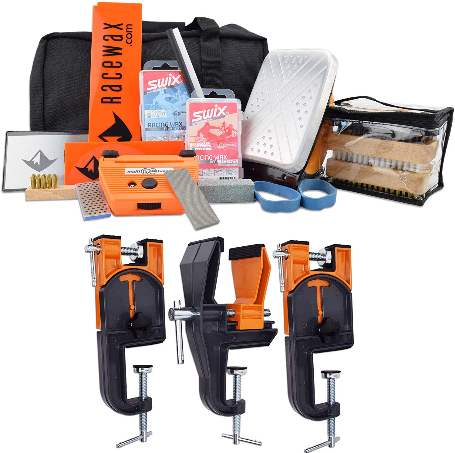 RaceWax Complete Ski Wax Tuning Kit Plus Ski Vise RaceWax Complete Ski Wax Tuning Kit Plus Ski Vise