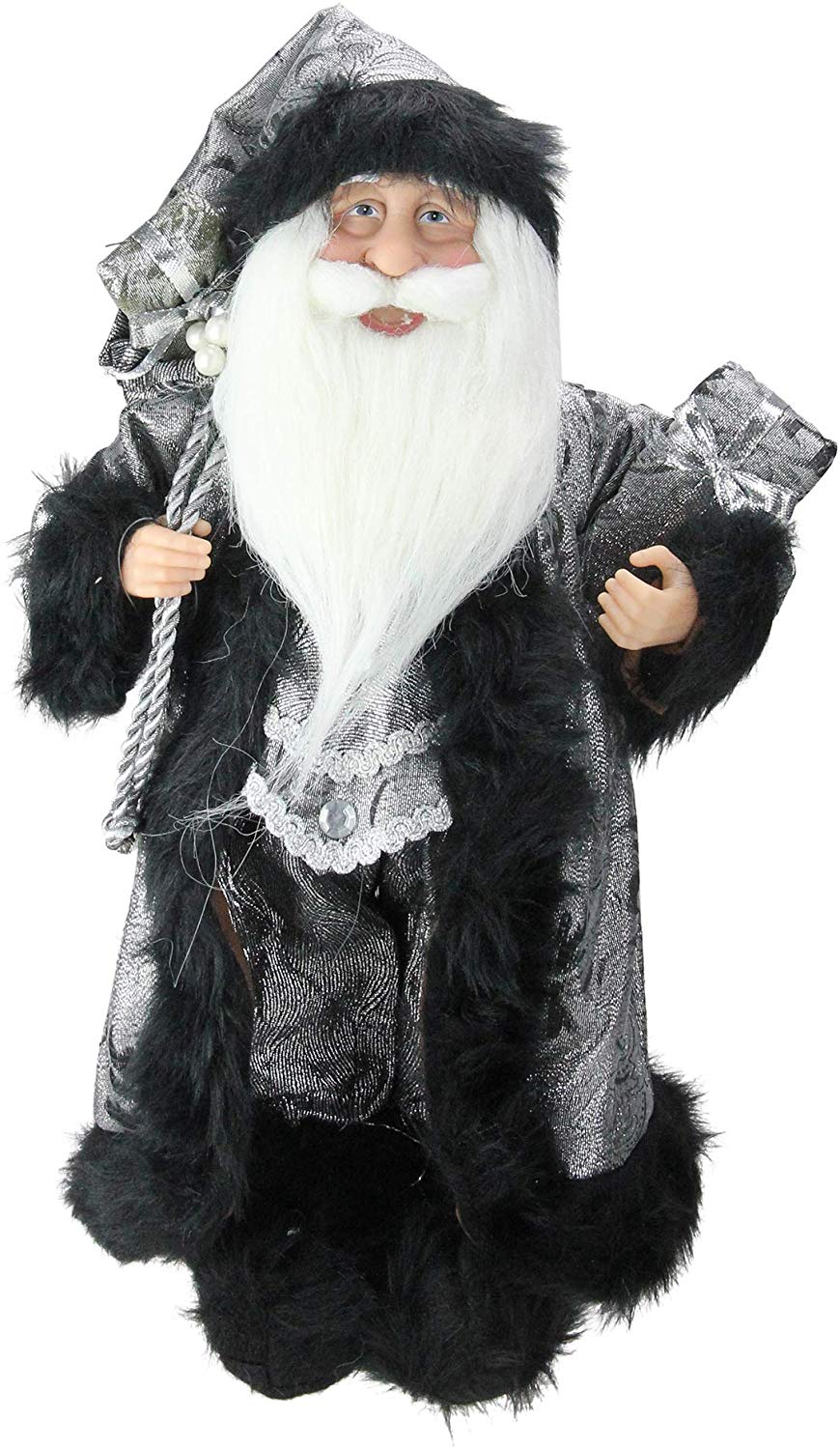 Northlight Standing Santa Claus in Silver and Black