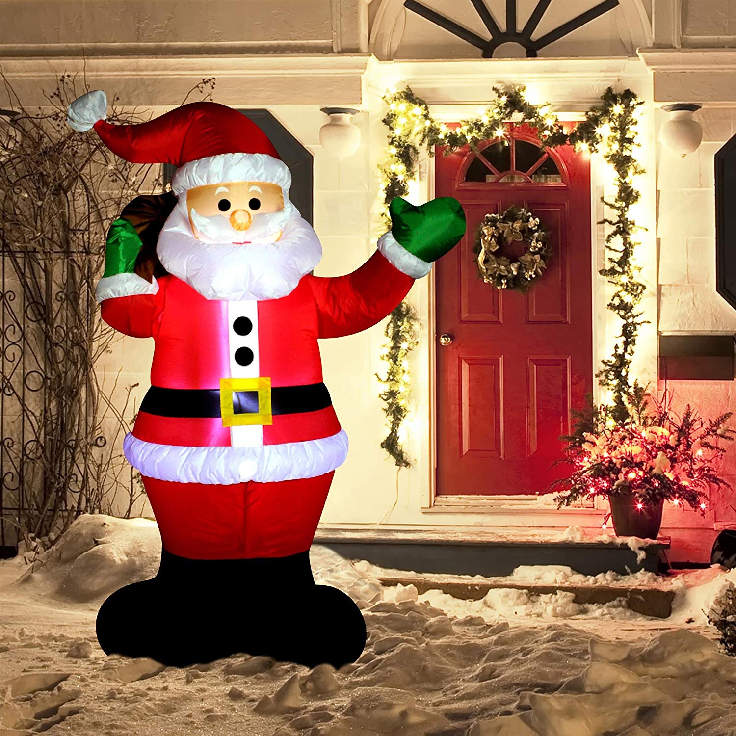 Christmas Inflatable Decoration 6 Foot Santa Claus LED Light Up Giant