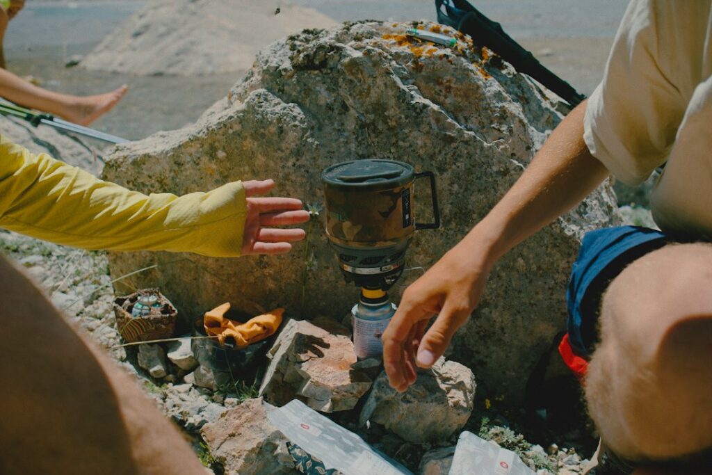 Photo manual coffee grinder camping
